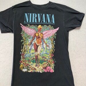 Nirvana T Shirt Angel In Utero‎ Band Tee Music Graphic Black